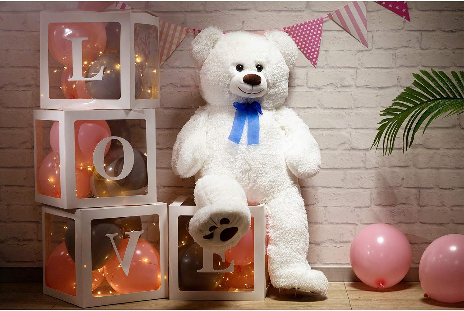 HollyHOME Teddy Bear Stuffed Animal Plush Giant Teddy Bears with Footprints Big Bear 36 inch White - Image 3