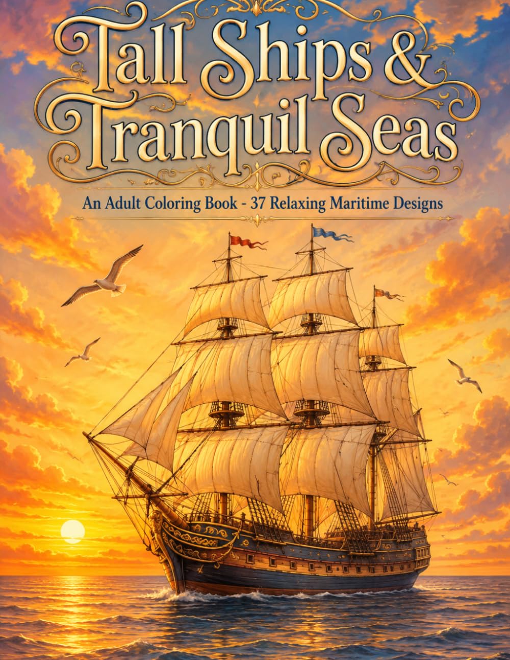 Tall Ships & Tranquil Seas: An Adult Coloring Book - 37 Relaxing Maritime Designs
