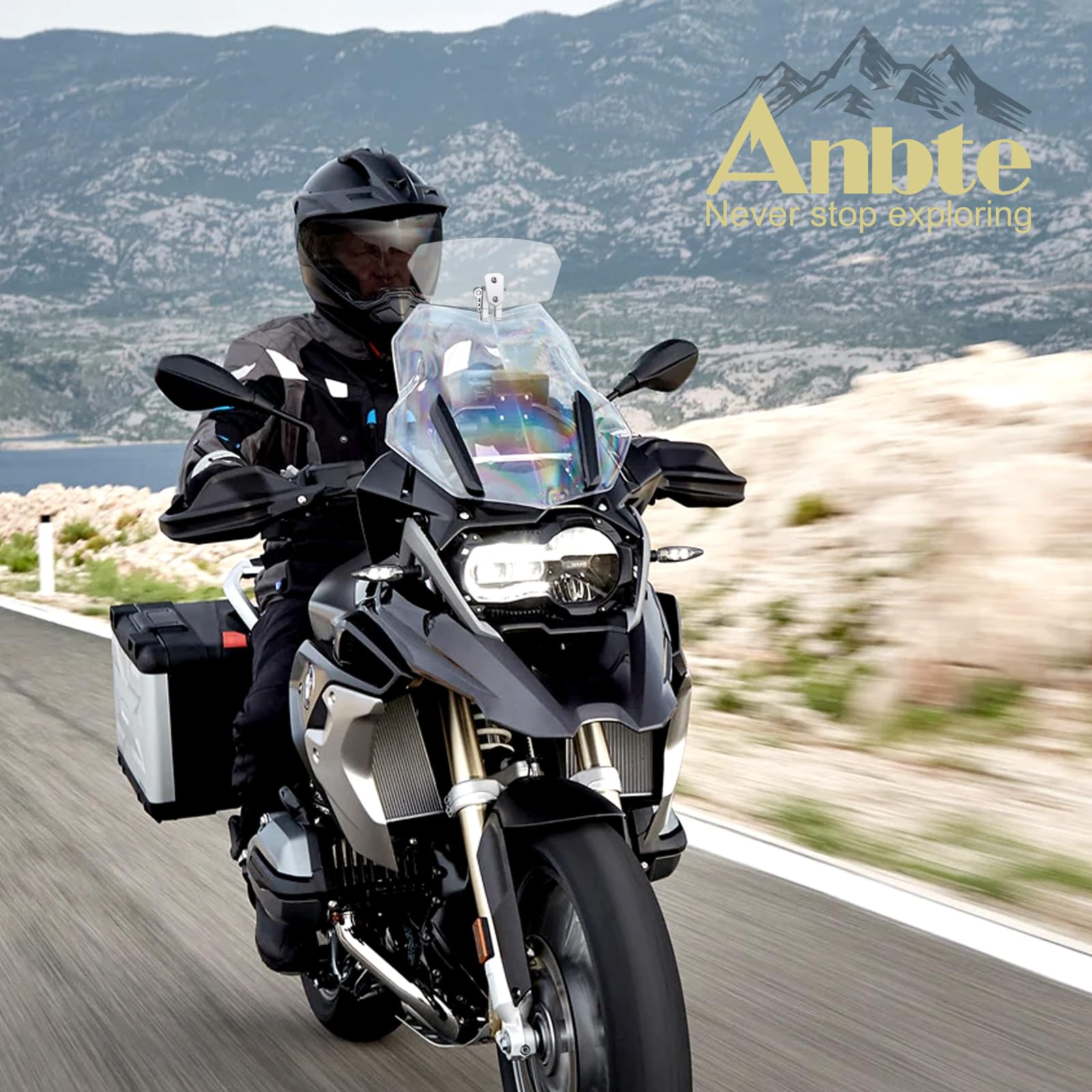 Anbte Parabrezza Moto Deflettore-Trasparente Deflettore Vento Regolabile Parabrezza per Moto Cupolino Spoiler Universale per Moto/Bici da Corsa con Clip