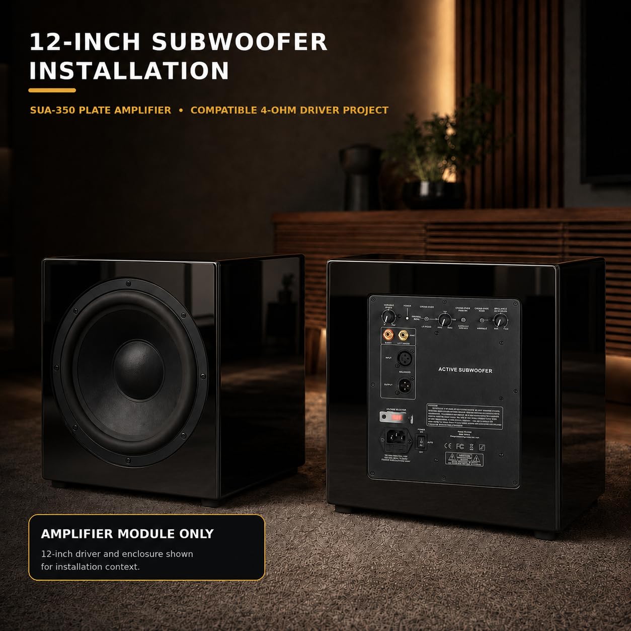 WAudio Amplificador de subwoofer clase D de 350 W – Amplificador de alto rendimiento para subwoofer