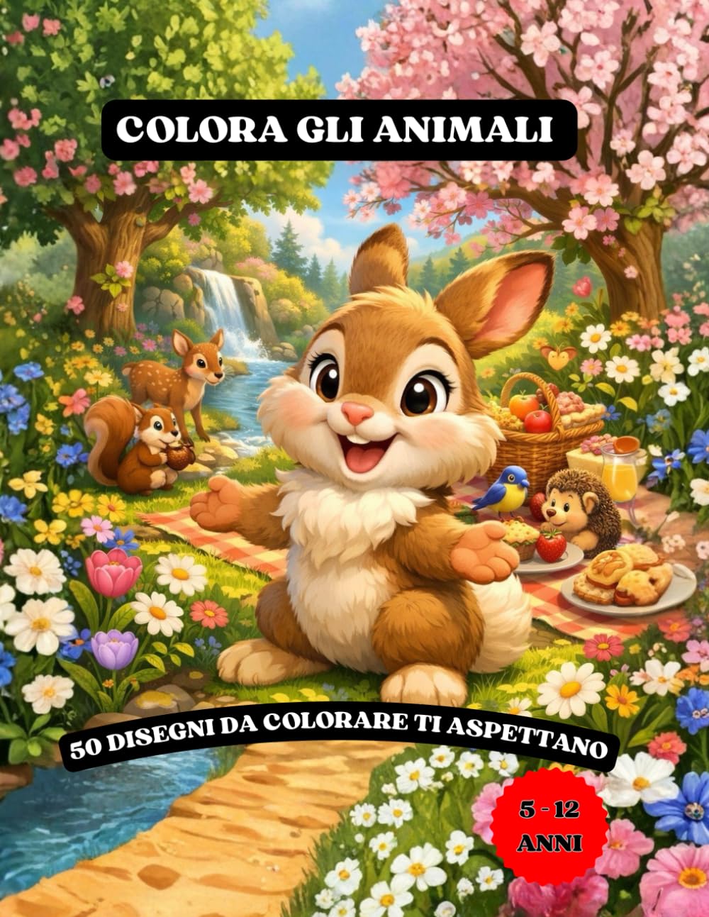 COLORA GLI ANIMALI: 50 Pagine da Colorare di Animali dolcissimi ed accattivanti - Libro da Colorare per Bambini - Animali Libri Bambini - Animali ... per Ragazzi e Ragazze Copertina flessibile