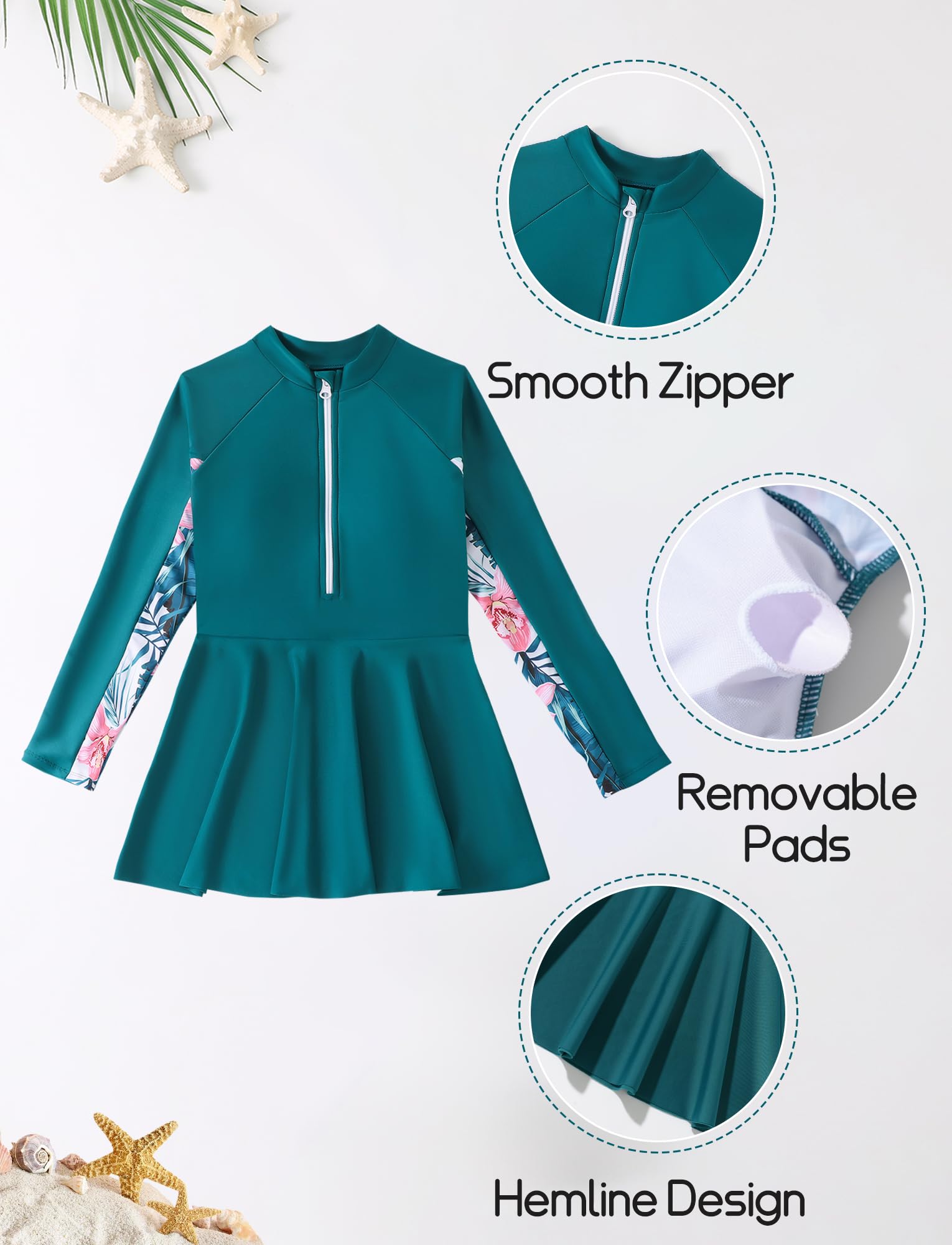 Happy Cherry Maillot de bain 2 pièces modeste pour filles avec pantalon de bain pour adolescentes à manches longues Rashguard pour filles, maillot de bain d'été pour le surf, vêtements de plage