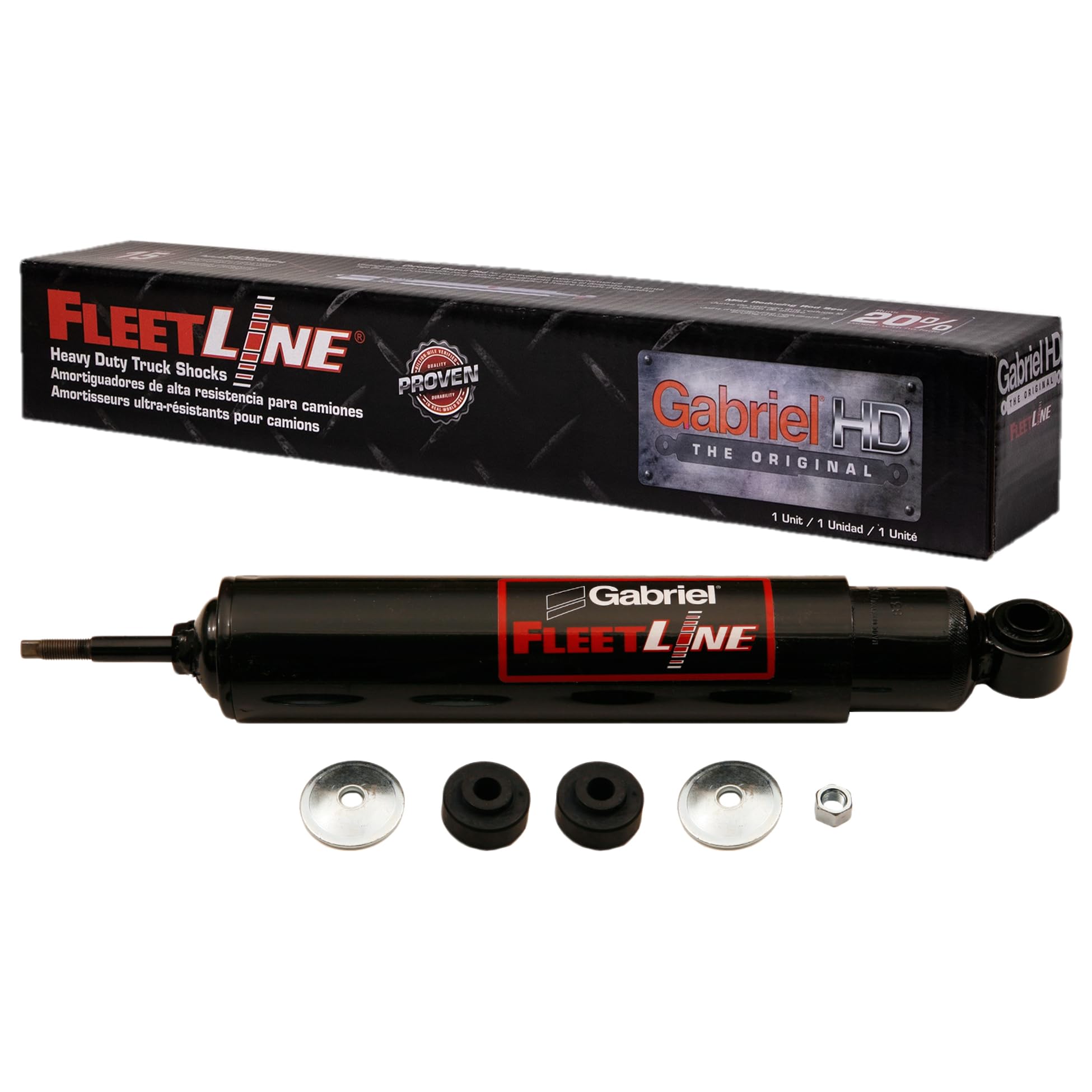 Gabriel 83114 FleetLine HD Truck Front/Rear Shocks Fits Isuzu FRR, FSR, FSR, NRR, UD 1800, 1800CS, 2000; International Series 400, 500, 600, 700, 900, Unistar; OEM# 1-51630-217-0