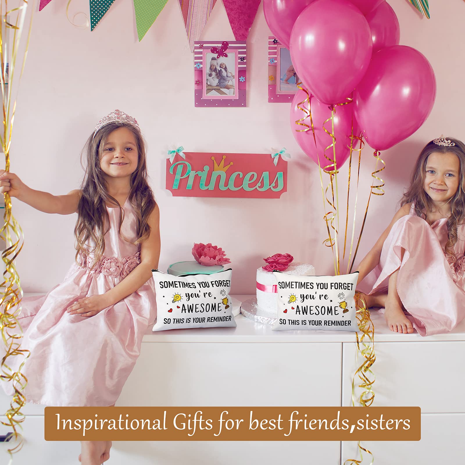 Xuniea 2 Pcs Gifts for Graduation Inspirational Makeup Bag, Sometimes You Forget You're Awesome, Thank You Birthday, Season Gift, Best Friend, Mom, Coworker
