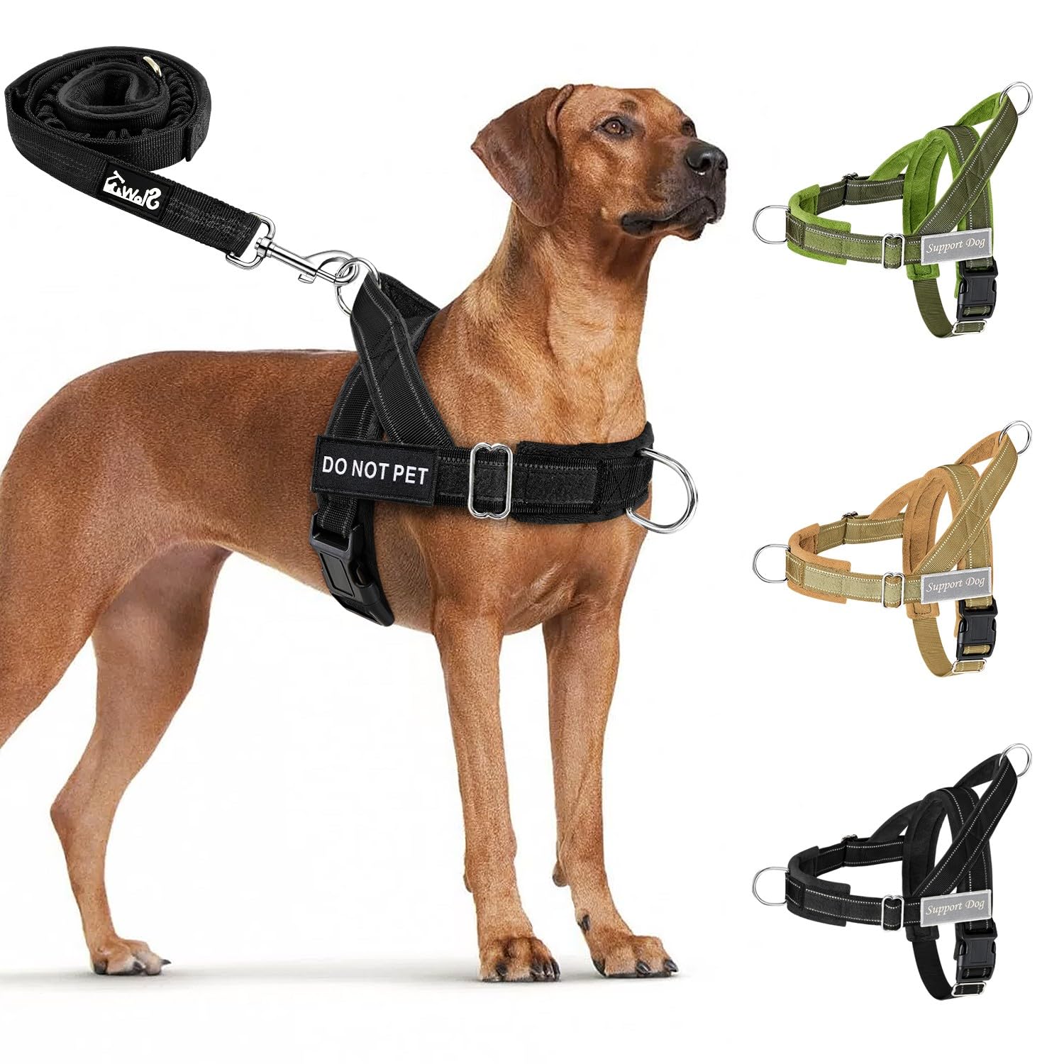 Nasjac 5.7ft Dog Chest Harness with Lead Set, Anti Pull Dog Lead, Padded Soft Handle Reflective Adjustable Easy Control Pet Vest Leash for Training and Walking Dog