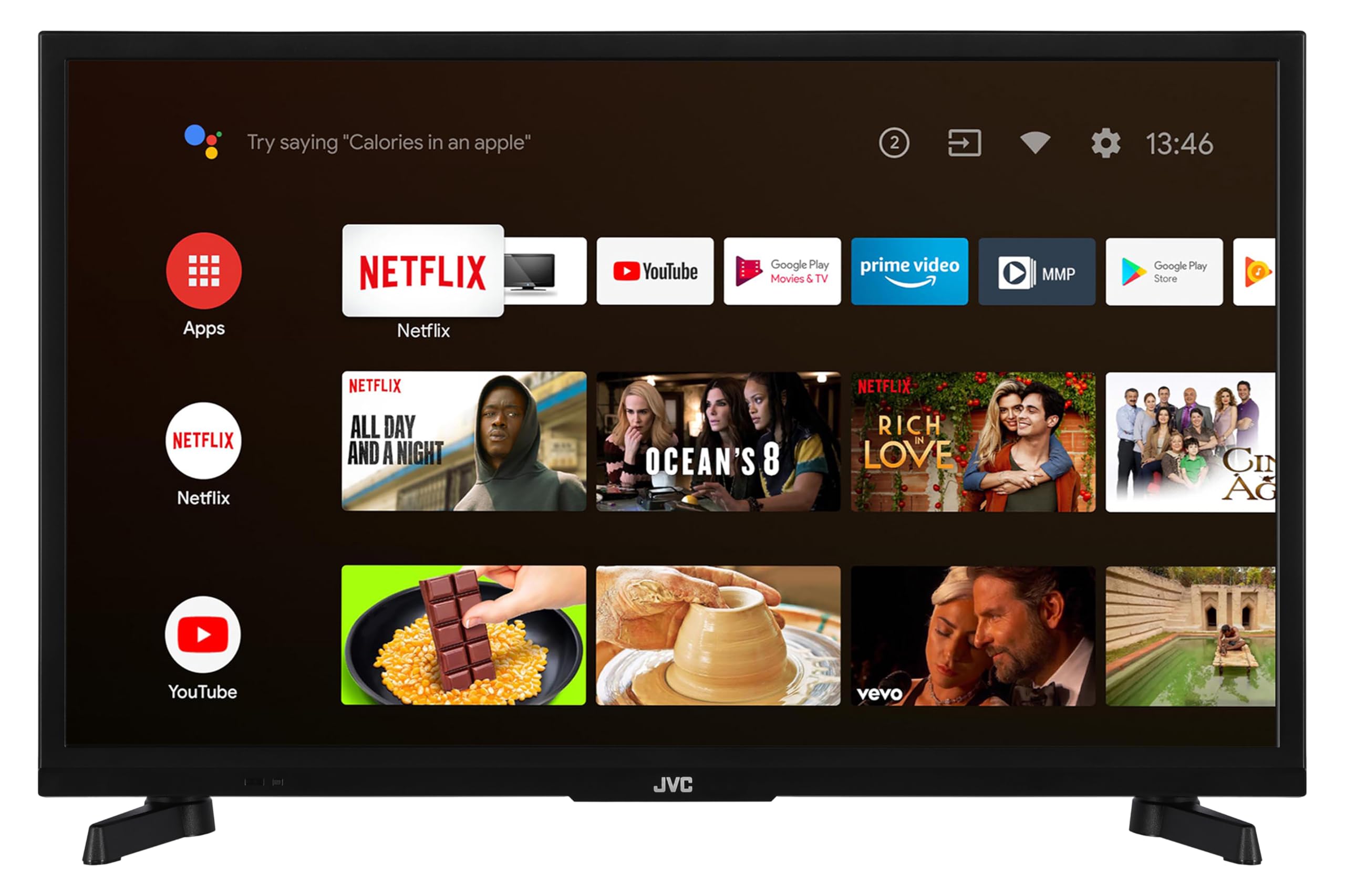 JVC Televisor Android Smart TV HD Ready, HDR TV con sintonizador triple, TV LED LT-24VAH3455