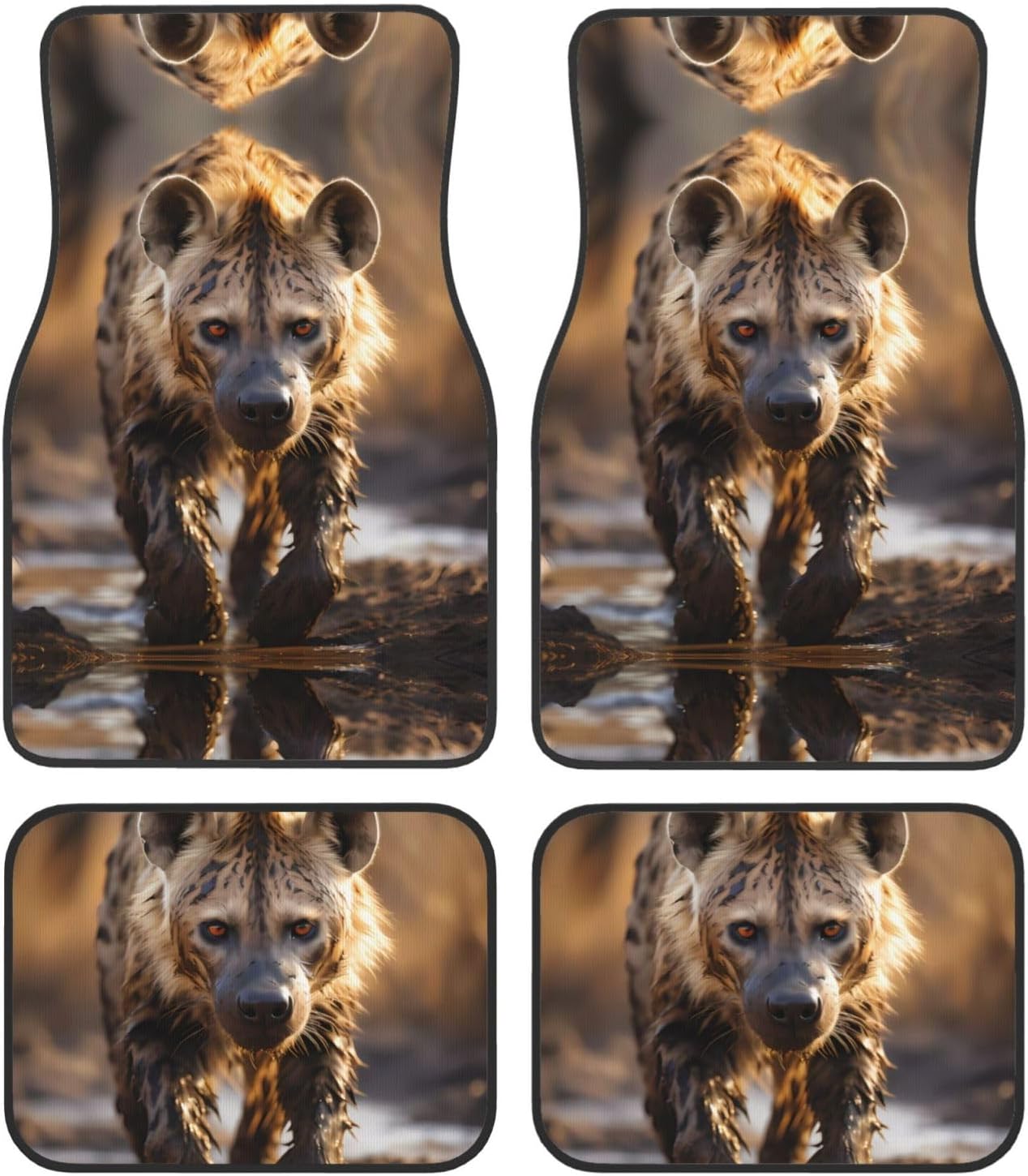 Lone Hyena Patterned car mats 4-piece set | For cars/SUVs/trucks | Firm fit without displacement