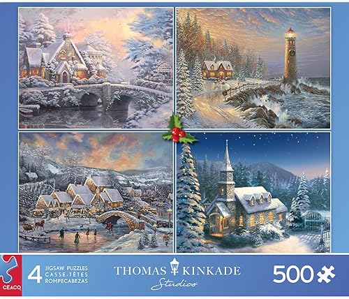Miniatura 2 de Ceaco - Paquete múltiple 4 en 1 - Thomas Kinkade - Holiday - (4) rompecabezas de 500 piezas
