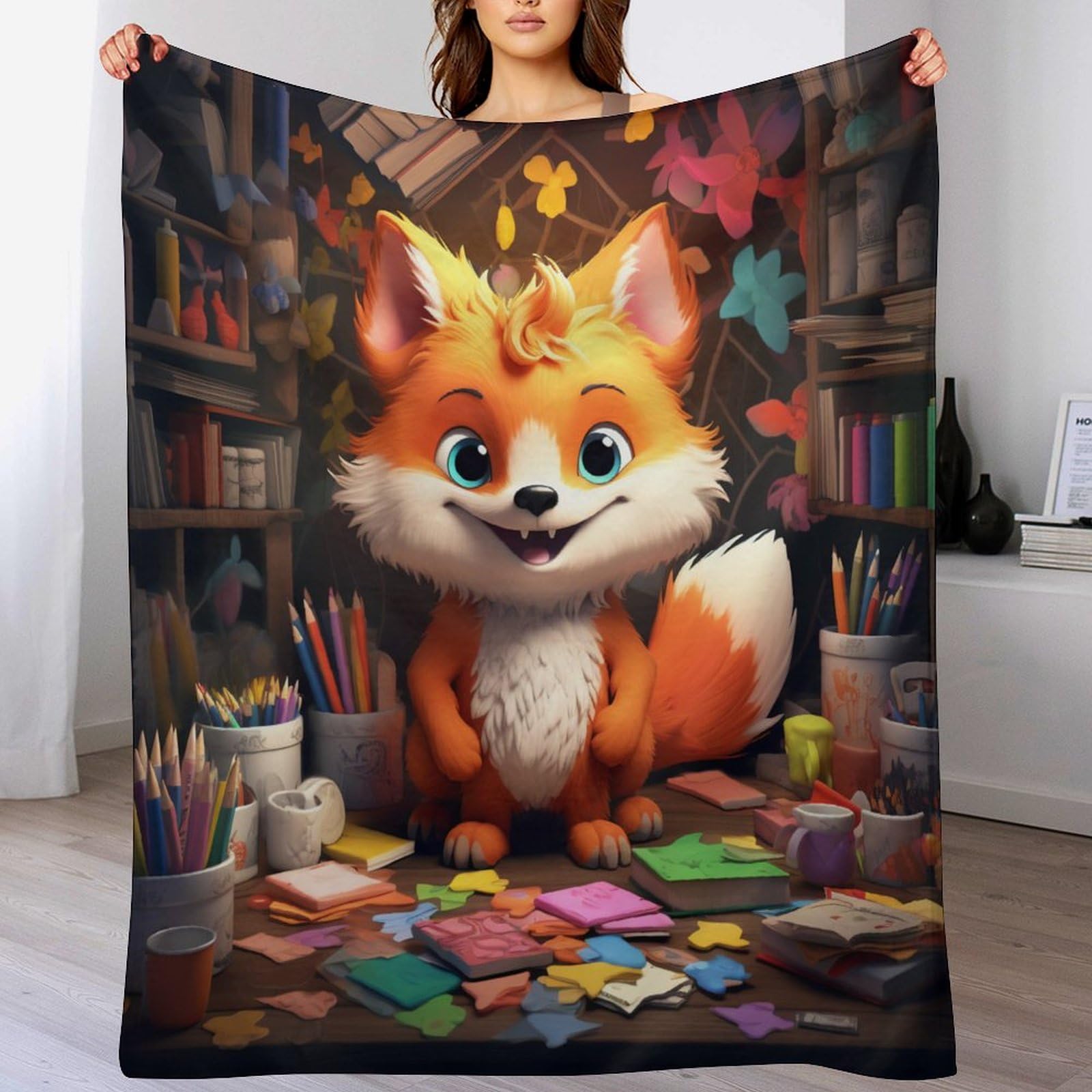 Couverture lit flannel chaude Renard contre le froid jeté de canapé