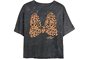 Characters Animal Print Bow Women's Mineral Wash Short Sleeve Crop Tee