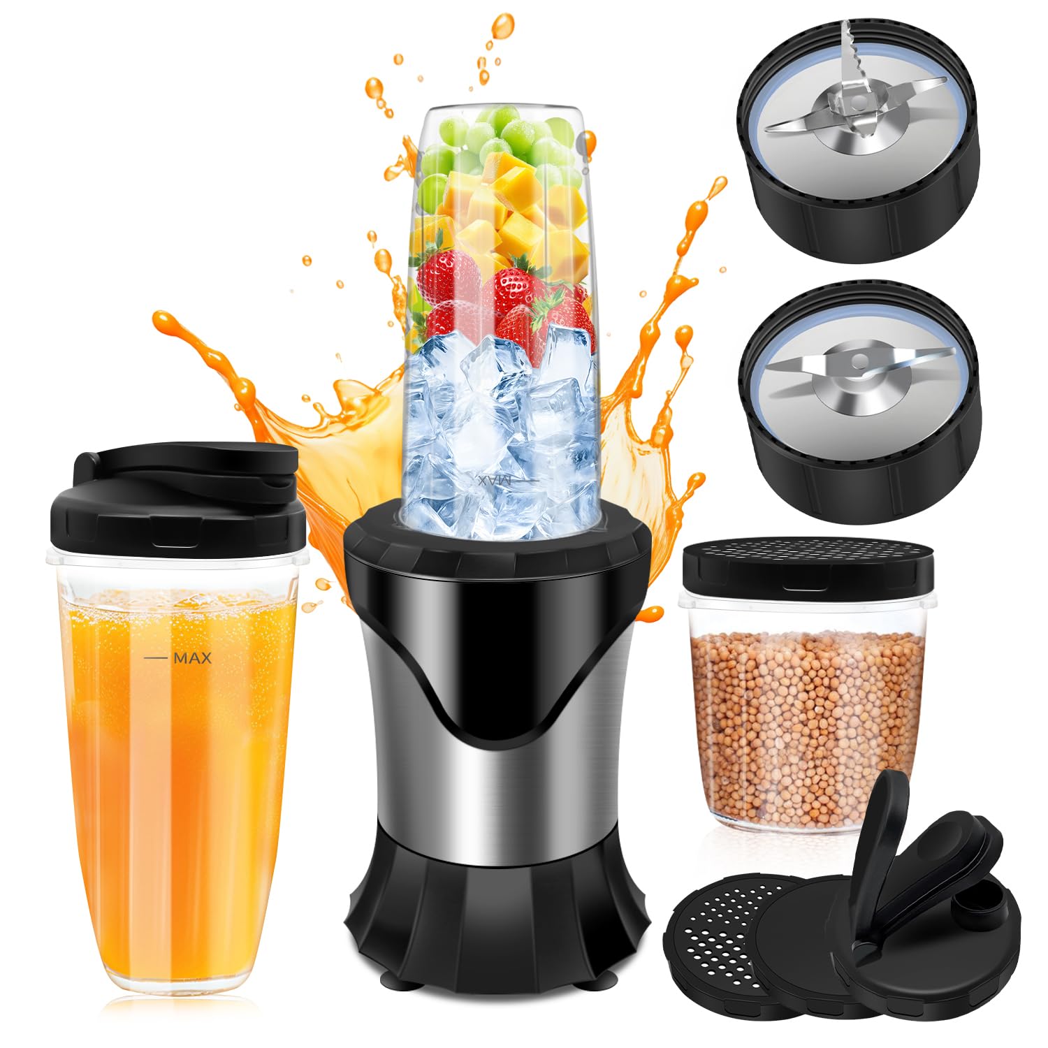 900W Blender for Smoothies Personal Blender for Shakes and Ice Crushing for Kitchen with 3 Portable Cups Single