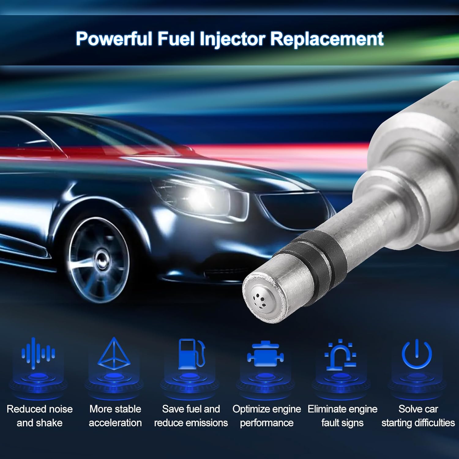 Fuel Injectors Set of 4 Compatible with Chevy Cruze 2016-2019 Equinox 2018-2019 Malibu 2016-2019 for GMC Terrain 2018-2019 for Buick Encore 2016-2019 FJ1293 55577403 12644767 6 Holes