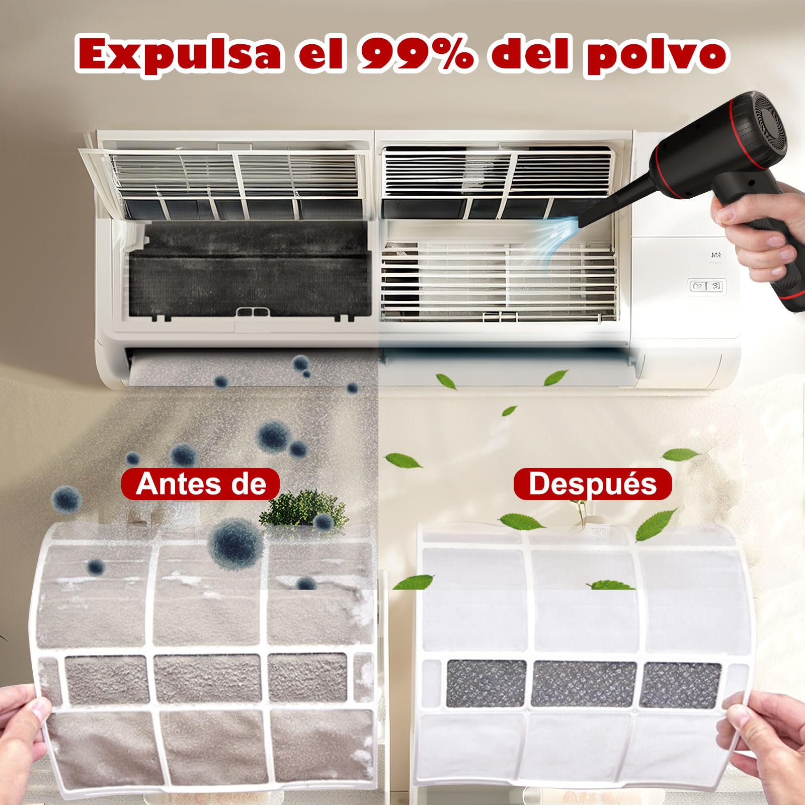 Sjpzwcrl Soplador de Aire Comprimido Limpieza Duster: PortáTil PC Soplador Electrico Quitapolvo 2 en 1 3 Velocidades 50000 RPM Mini Potente InaláMbrico Soplador para Ordenador Coche Oficina Teclado