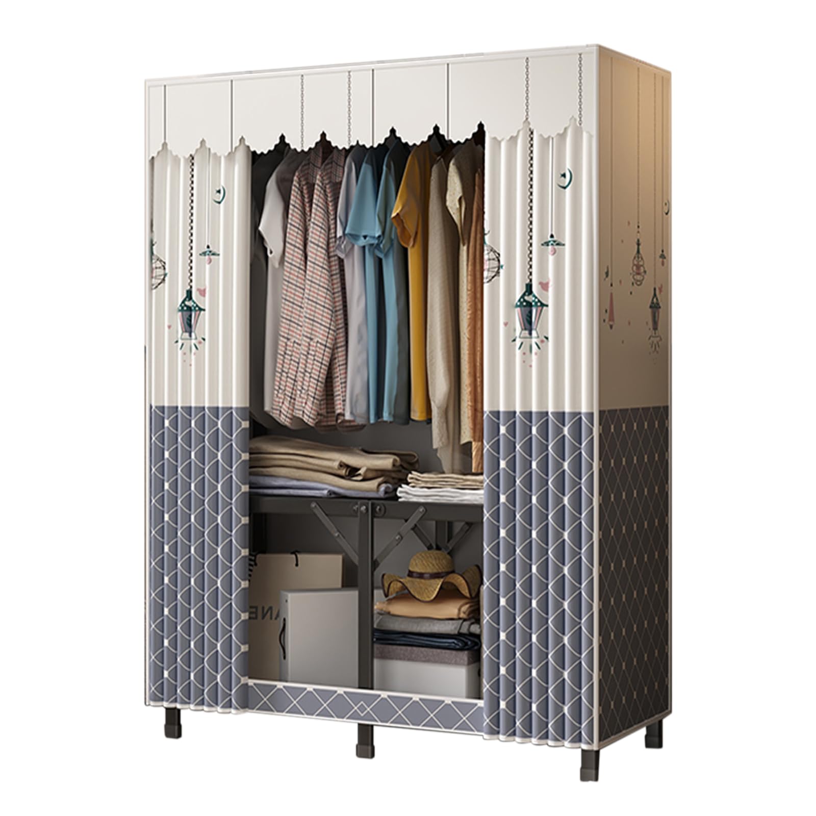 Fabric Wardrobe,Folding Wardrobe Storage,Cloth Wardrobes for Heavy Duty with Cover,Cloth Wardrobes for Bedroom Single,Folding Collapsible Fabric Storage Box for Wardrobe,Off-white (A 80x45x160cm)