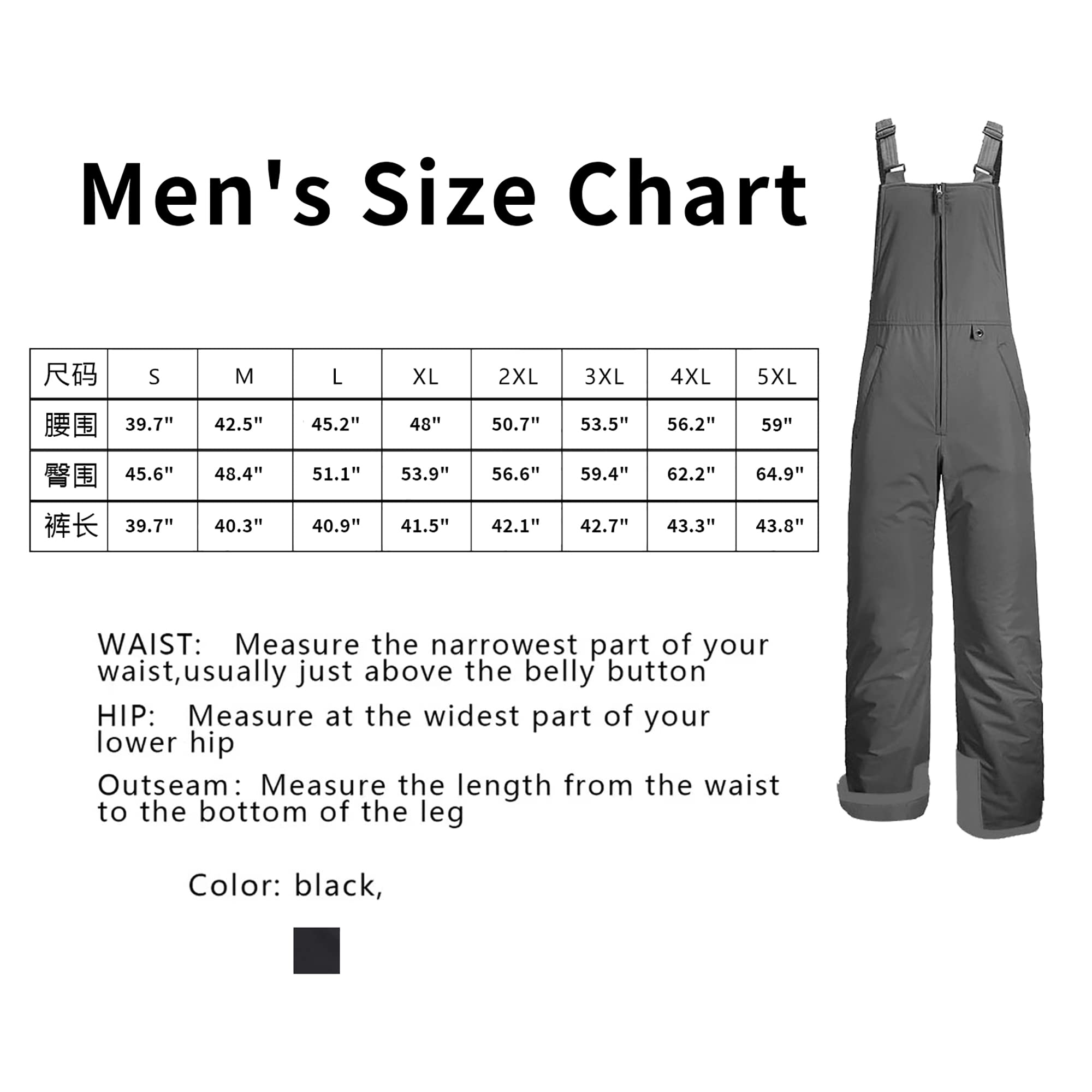 Tearom Mens Snow Bibs Snow Pants Men Insulated Snow Bib Overalls