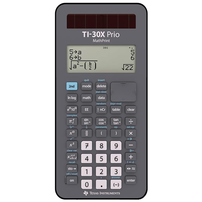 Texas TI-30X Prio MathPrint Calcolatrice scolastica scientifica (IQB, Solareatteria) Grigio