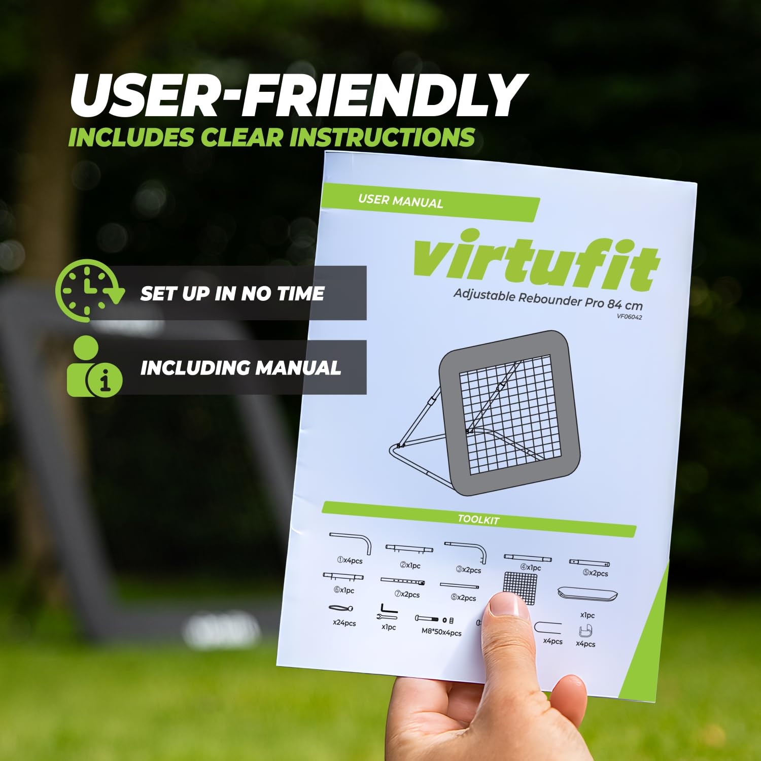 VirtuFit Rebounder ajustable Pro - Kickback - 84x84cm