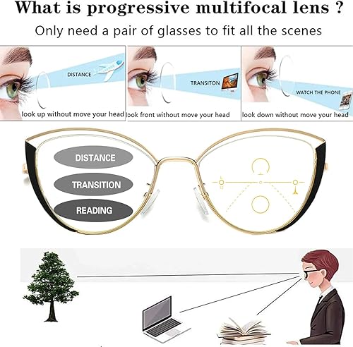 Miniatura 4 de Transición Fotocrómica ojo de gato progresivo multifocal gafas de lectura para mujeres lupa presbicia gafas de sol lectores