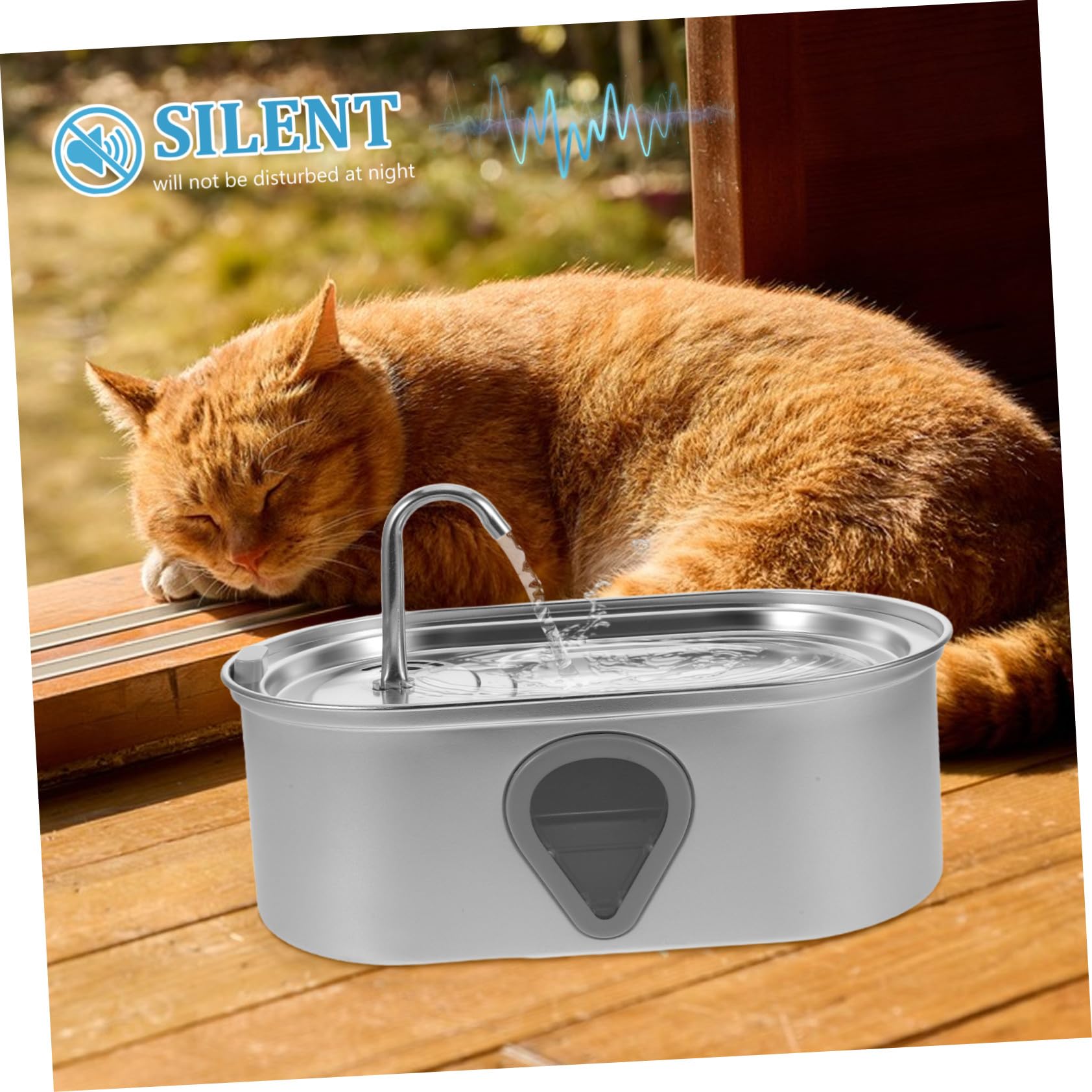 Dispensador De Agua para Gatos Pequeños Bebedero Automático para Perros Y Gatos Color Plateado