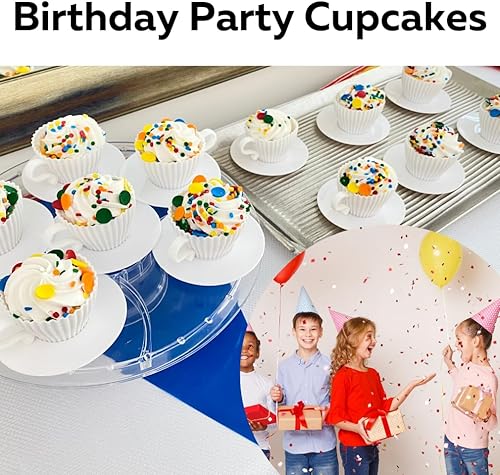 Miniatura 10 de Evelots Teacup - Juego de 48 forros de silicona para magdalenas para hornear, aptos para horno, antiadherentes (24 tazas y 24 platillos)