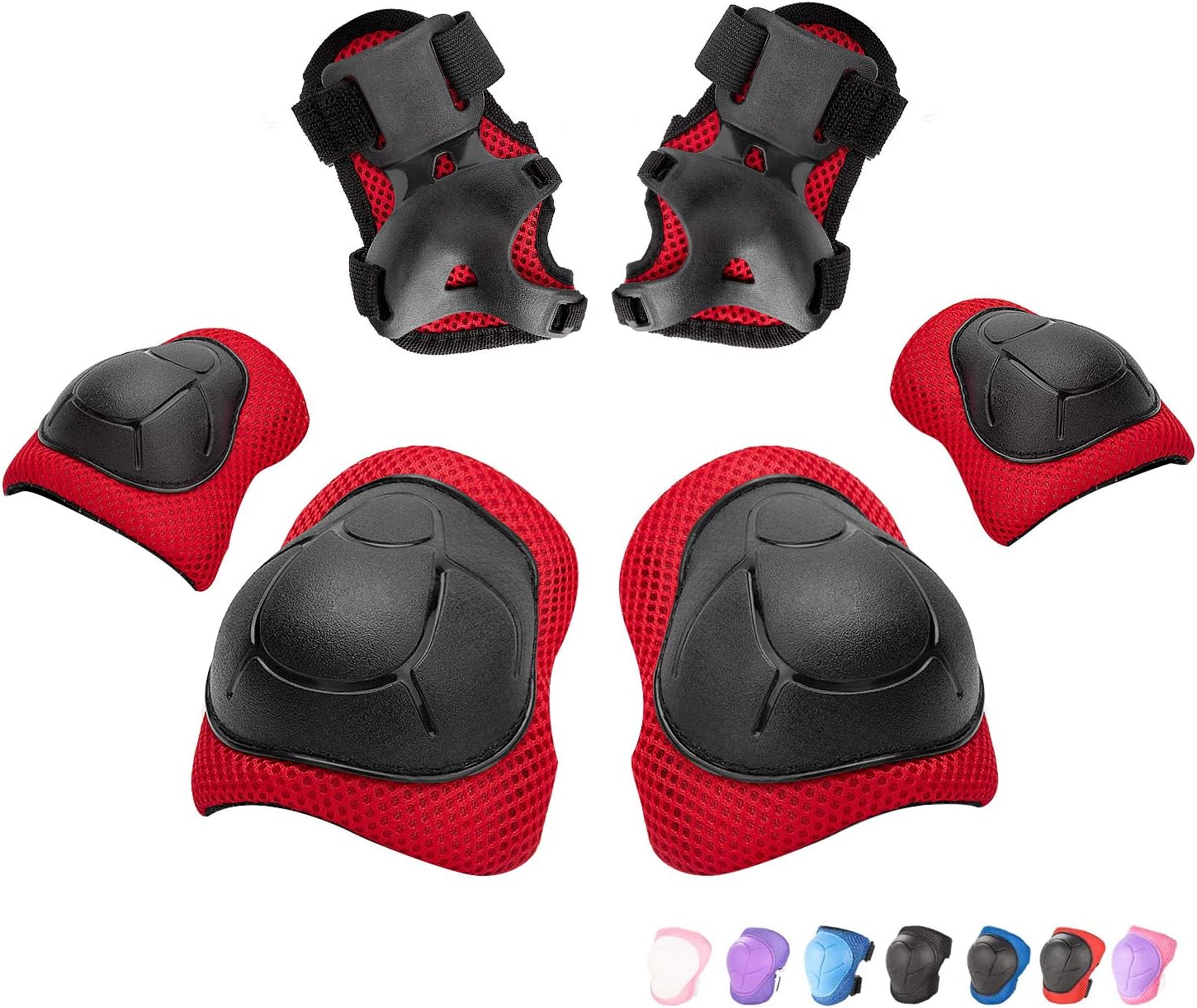 Kids/Youth Knee Pads Elbow Pads Wrist Guards 3 in 1 Protective Gear Set for Child Roller Skates, Cycling, Inline Skating, Scooter Skateboard, BMX Bike, Riding, and Multiple Outdoor Sports