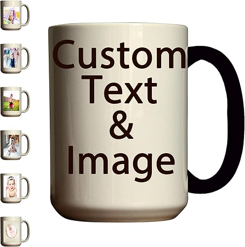 Taza de café personalizada de 15 onzas, taza de café personalizada con fotos, texto y emojis, taza personalizada, regalo único personalizado para