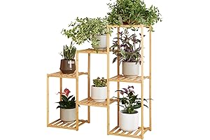 3 Tiers Bamboo Tension Pole Plant Stand for Multiple Houseplants Indoor Outdoor