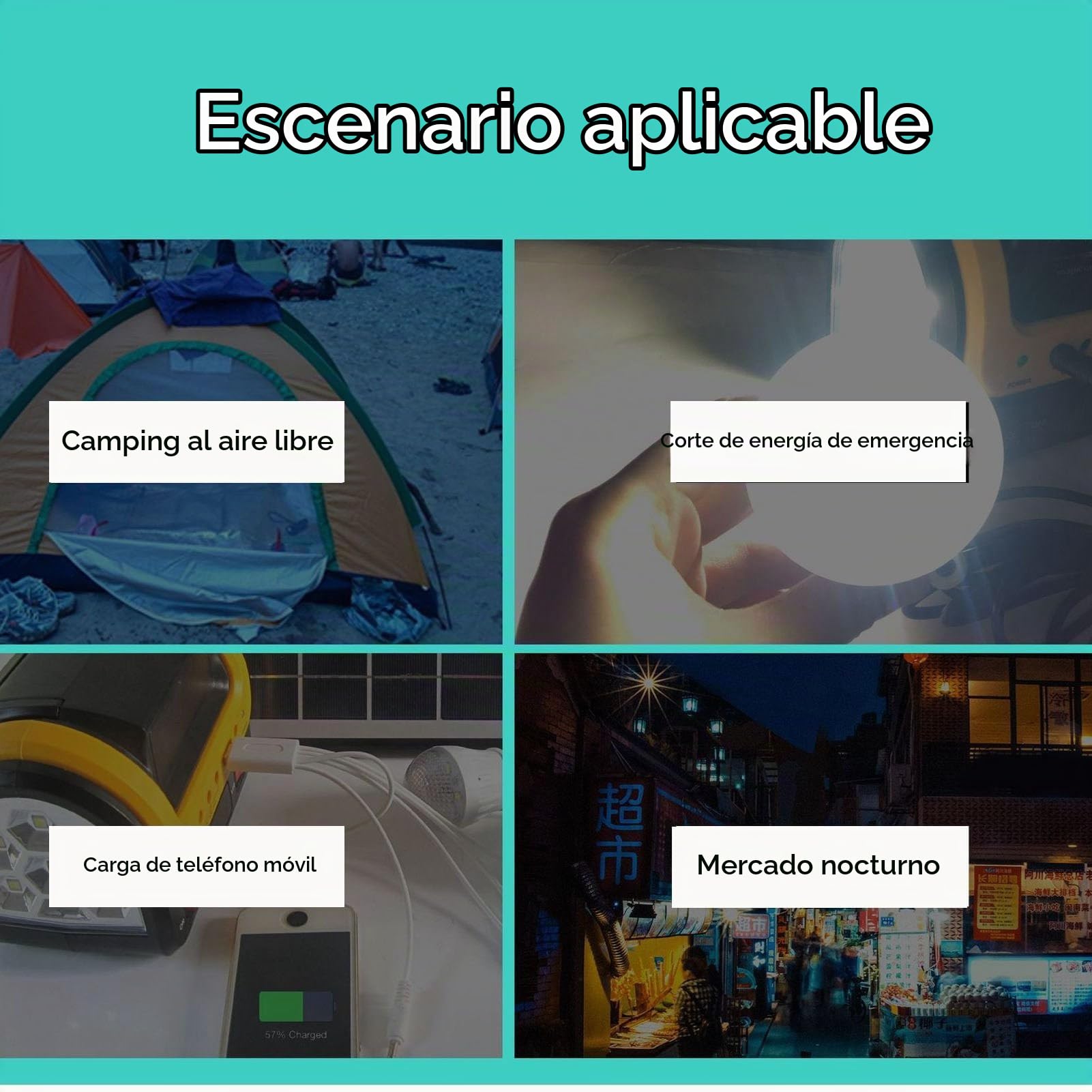 Generador de Energía Solar 5000 mAh, Estación de Energía Portátil para Campamentos de Emergencia