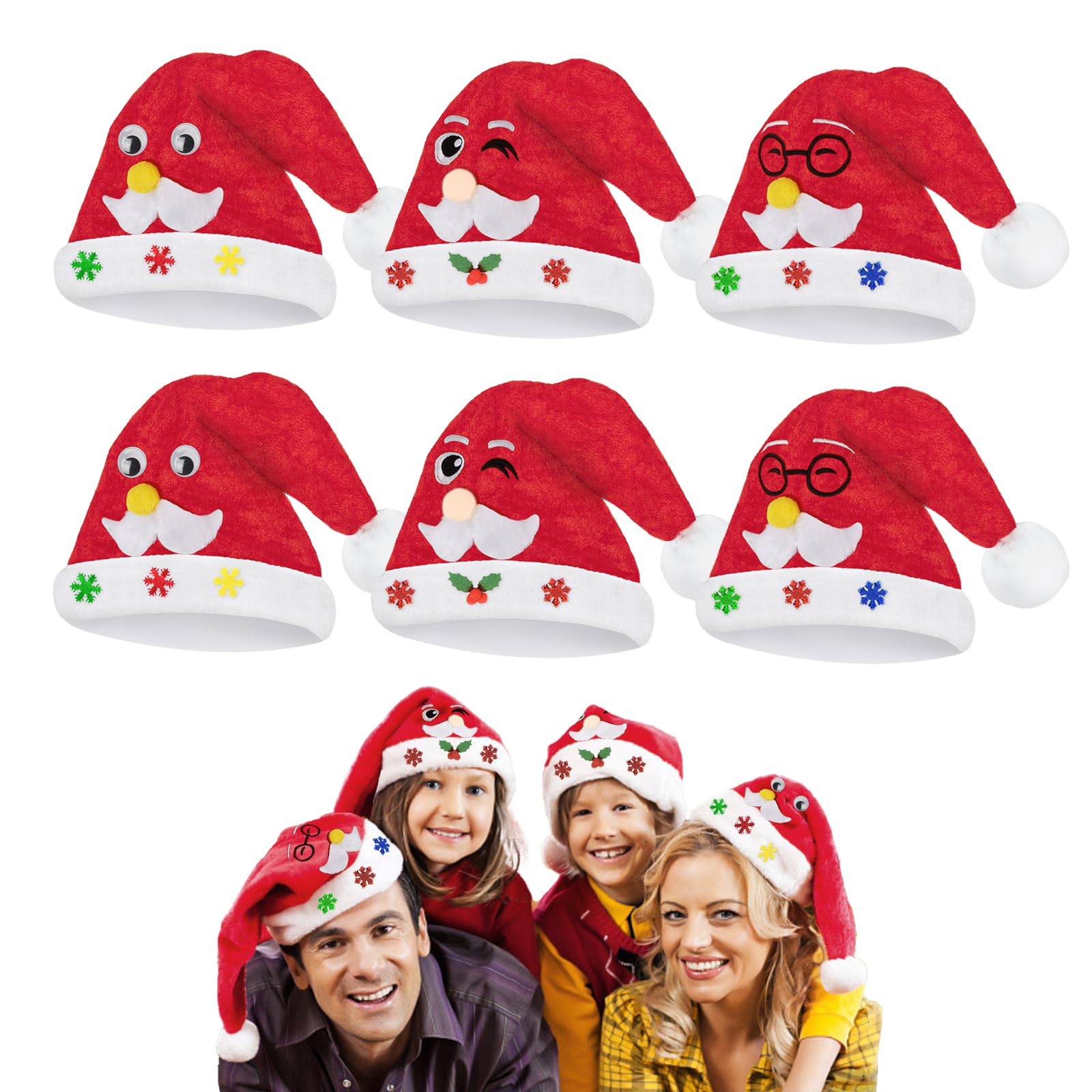 Photo 1 of 6Pcs Christmas Hat, Santa Hat, Red Xmas Holiday Hat for Adults and Kids, Unisex Classic Christmas Headwear for New Year Festive Party Supplies