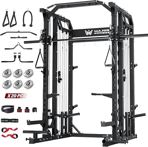 Miniatura 11 de Major Fitness Drone2 Advanced Training Smith Machines– Máquinas Smith de entrenamiento avanzado todo en uno para gimnasio en casa con juego de