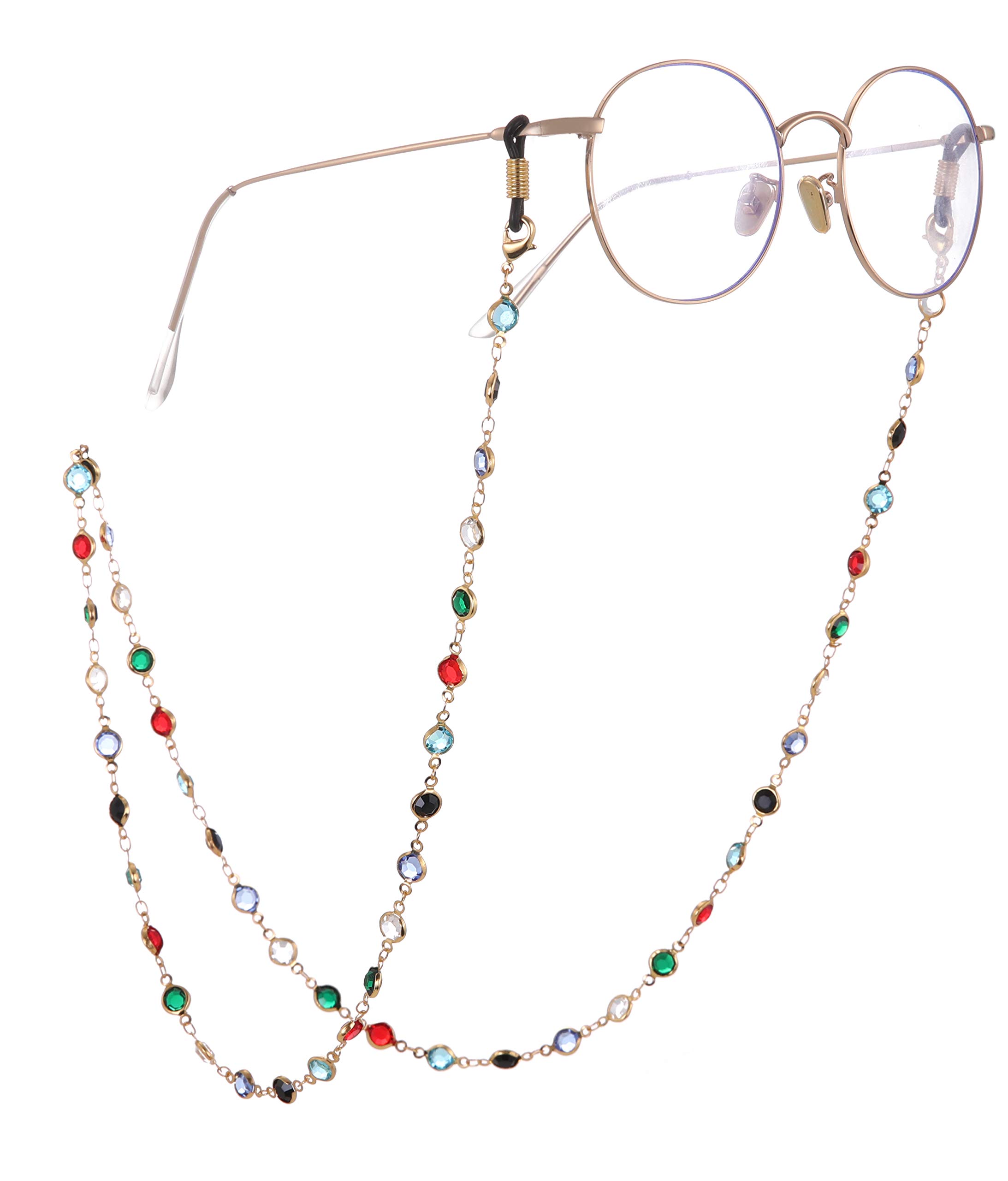 TEAMER Cadena de gafas colorida de moda, correa para gafas de sol, soporte para gafas, correa de vidrio de lectura con cuentas de cristal para mujer
