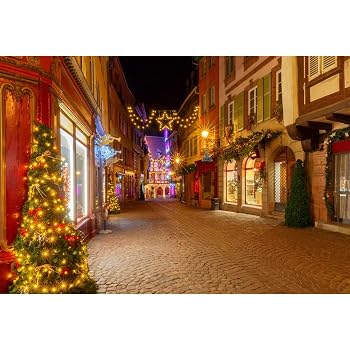 Amazon Com Haoyiyi 10x8ft Christmas Town Background Tree Lights Outdoor Backdrop Background Photography Girl Boy Xmas Eve Winter Party Desktop Photo Shoot Photobooth Photographers Wallpaper Pictures Camera Photo