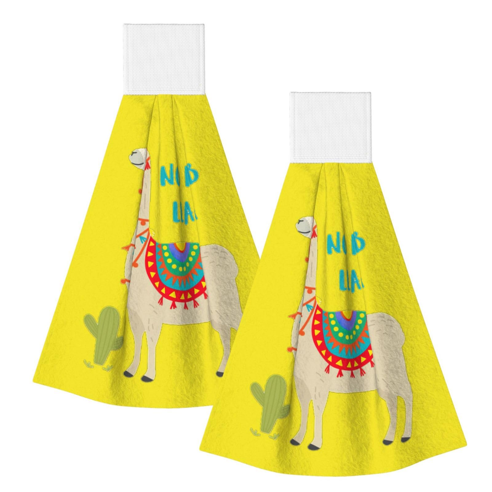 DUWAA Cute Cartoon Llama Cactus Print Hanging Hand Towel Quick Dry Bathroom Towel Soft Kitchen Towel