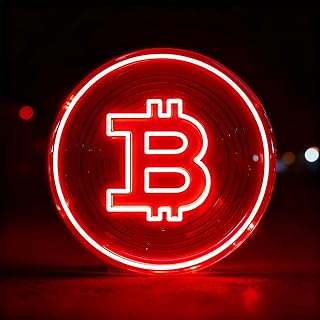 Bitcoin neonowy znak 3D, grawerowane, neonowe światło, dekoracja kosmosu, na imprezę, wesele, koncert, sztuka ścienna, świecący znak na Boże Narodzenie, prezent dla entuzjastów kryptowalut (5 V 33 x