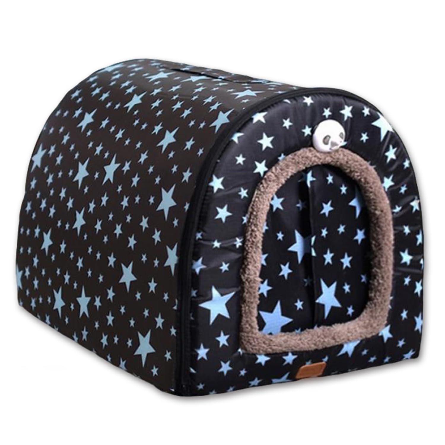 2-IN-1 Large Dog Bed House Waterproof Door Curtain,Calming Pet Cave Washable Warm Kennel Removable Luxury Pet Bed,Anti Anxiety Outdoor Igloo Cat House (H,XL-76 * 56 * 55CM)