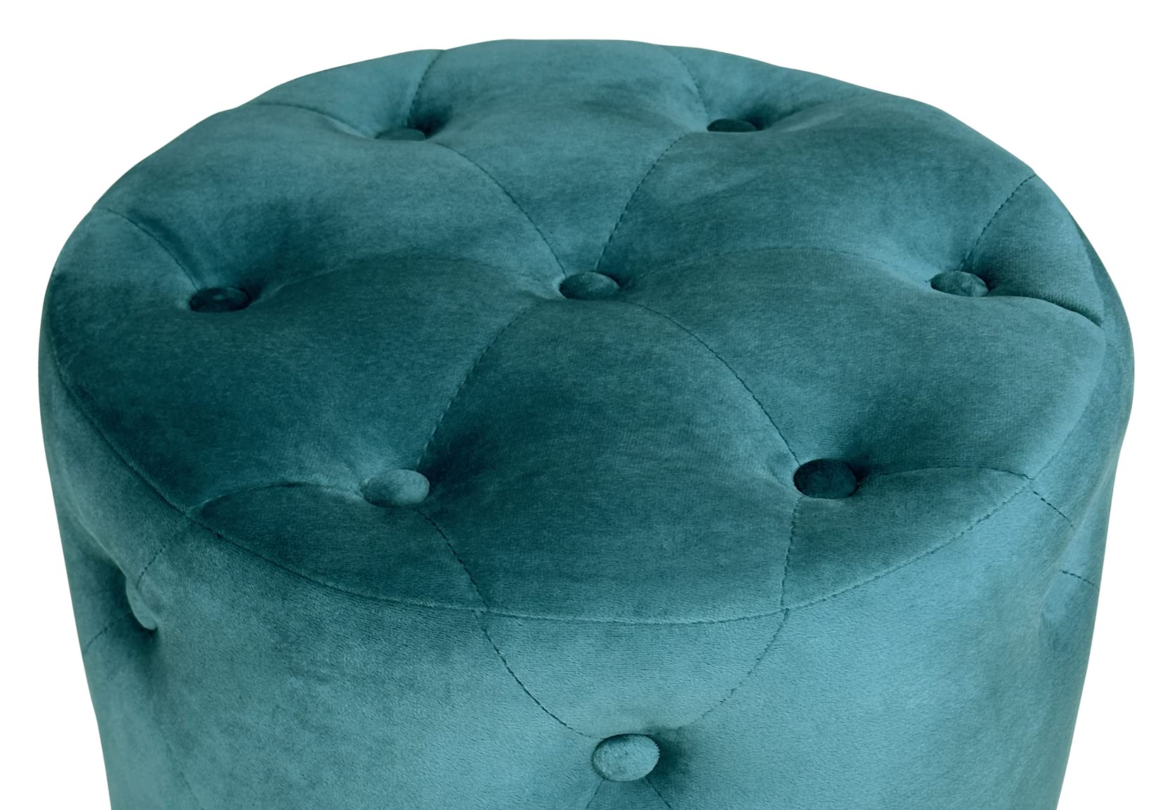 SAMIRA Pouf in velluto capitonné verde petrolio, poggiapiedi mod. Honey