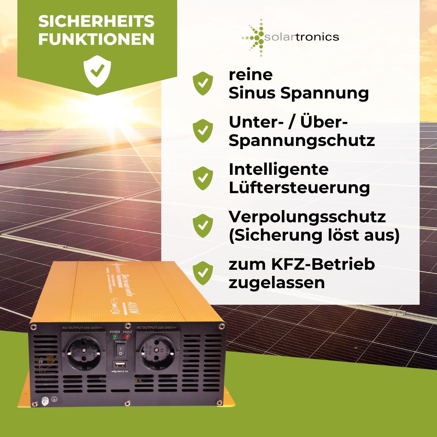 solartronics Transformateur de Tension 24V 4000/8000 Watt Sinusoïdale Pure Or Edition Nf Série Onduleur Onduleur