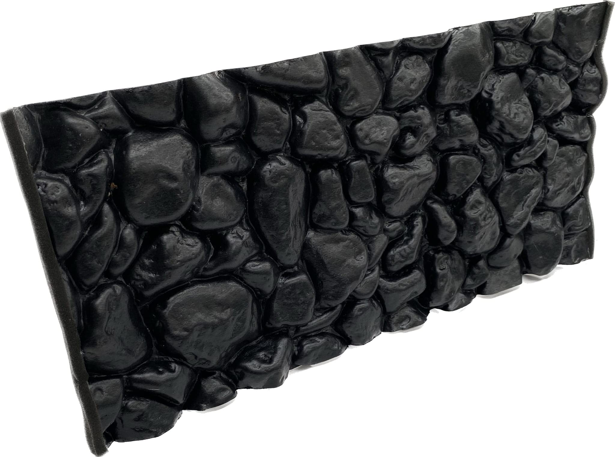 PLASTIKO - Aquarium Hintergrund 3D I Rückwänd 80x50 cm I Leicht zu Montieren und Reinigen I Keine Verklebung Erforderlich I Sicher für Tiere I Schwarz mit einem Muster aus Flusssteinen