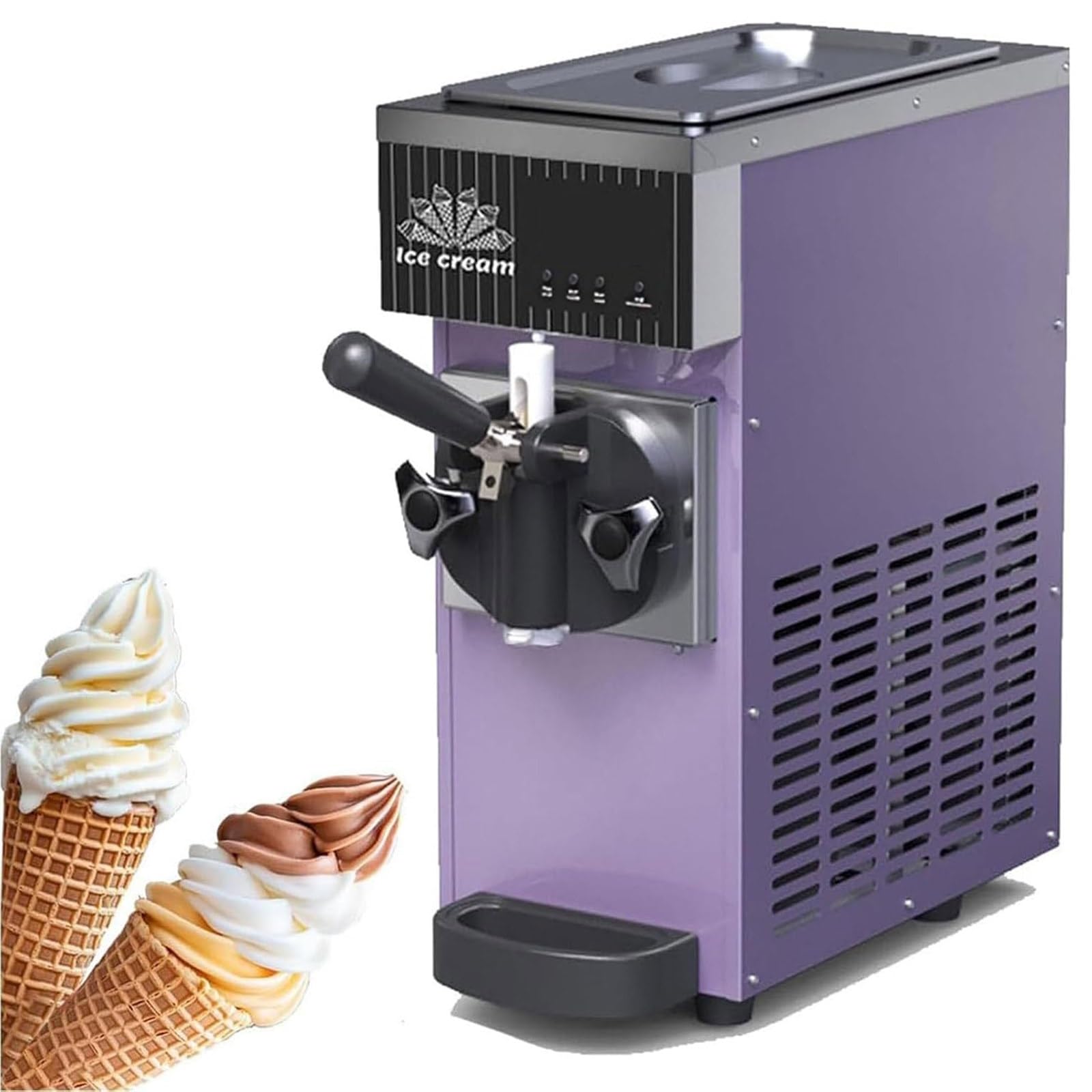 Machine À Glace Glace Italienne, Machine À Glace Pour Restaurant Mono-Parfum, Acier Inoxydable, 4-5 Kg/H, Cuve Réfrigérée 2,5 L, Fonction Auto-Nettoyage Et Congélation Rapide(Purple)