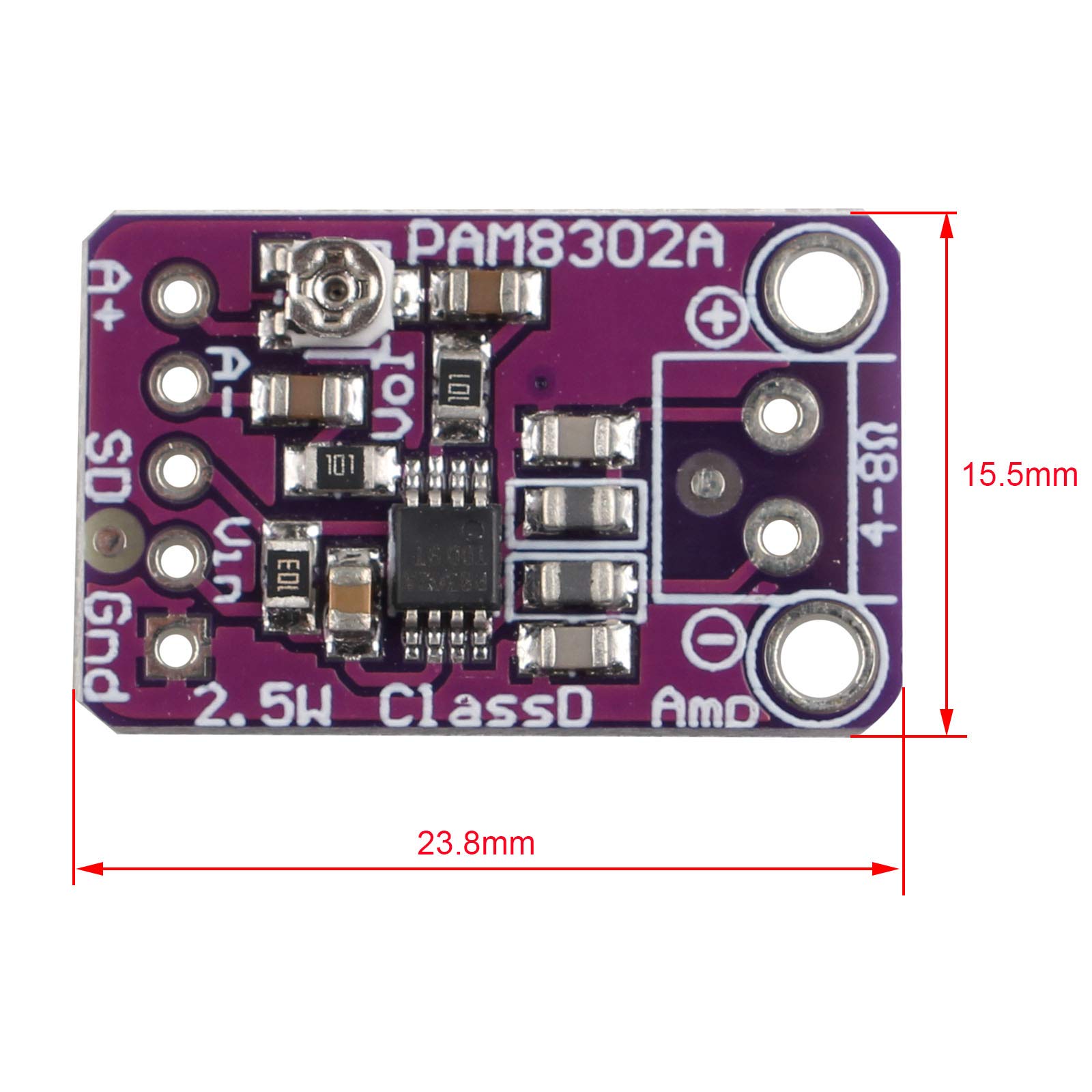 Scheda aplificatore audio di potenza DC 5V, odulo scheda aplificatore stereo PA8403 a doppio