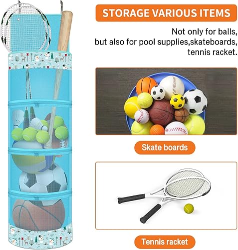 Miniatura 3 de Hanging Organizer, Over The Door Hanging Sports Equipment and Ball Storage, Garage Sports Equipment Organizer for Hold Soccer, Basketball, Football,