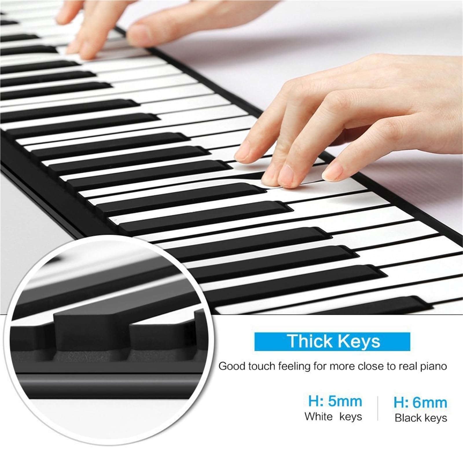 Tastiera Digitale Per Principianti Pianoforte Arrotolato A Mano 88 Tasti Tastiera MIDI Spessa Pianoforte Elettronico Pieghevole Portatile Per Principianti Adulti Da Suonare(UK)