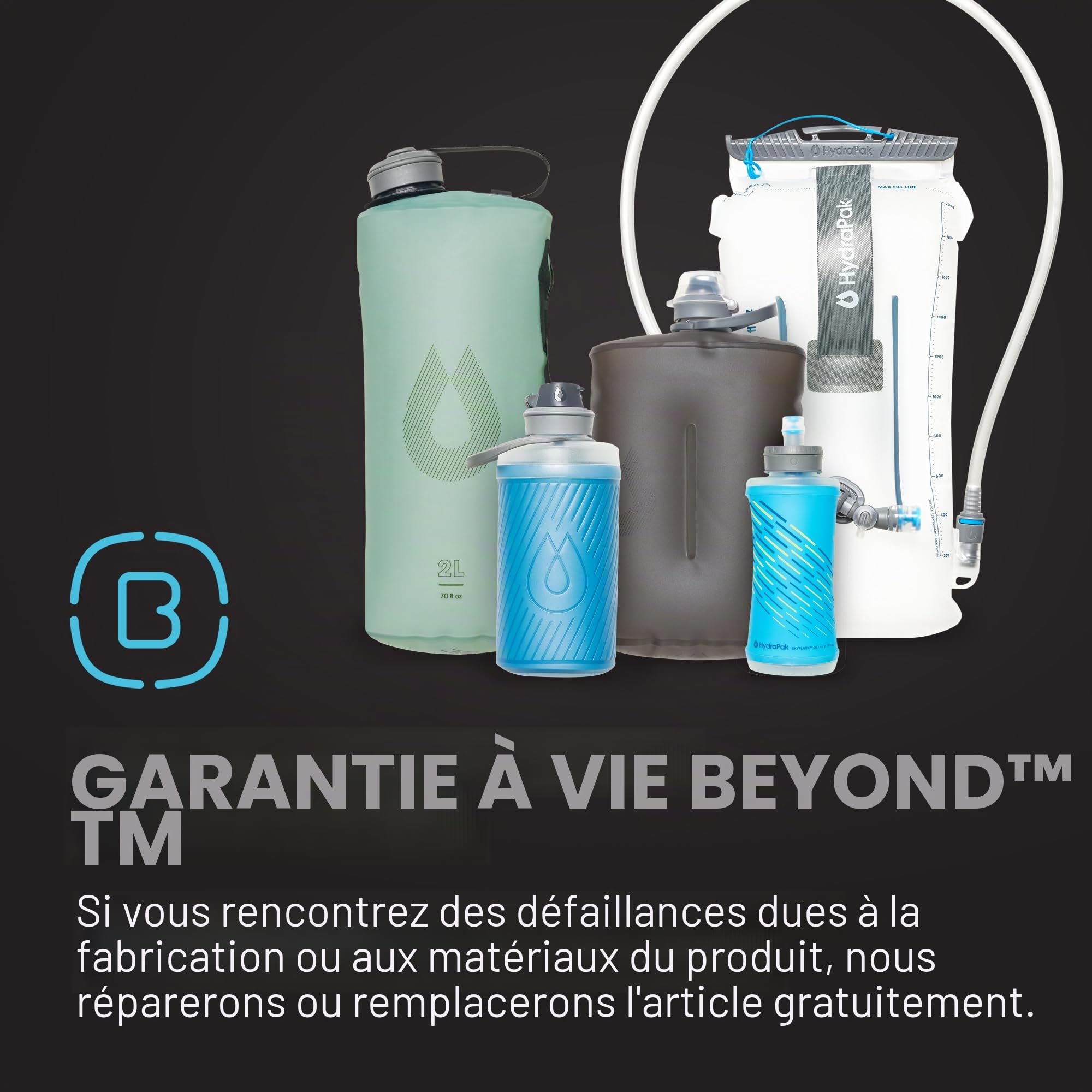 HydraPak Velocity IT (1,5L ou 2L Réservoir d'Hydratation) - Réservoir d'eau isolé pour pack d'hydratation - Valve de morsure auto-scellante, anti-fuite et passe au lave-vaisselle