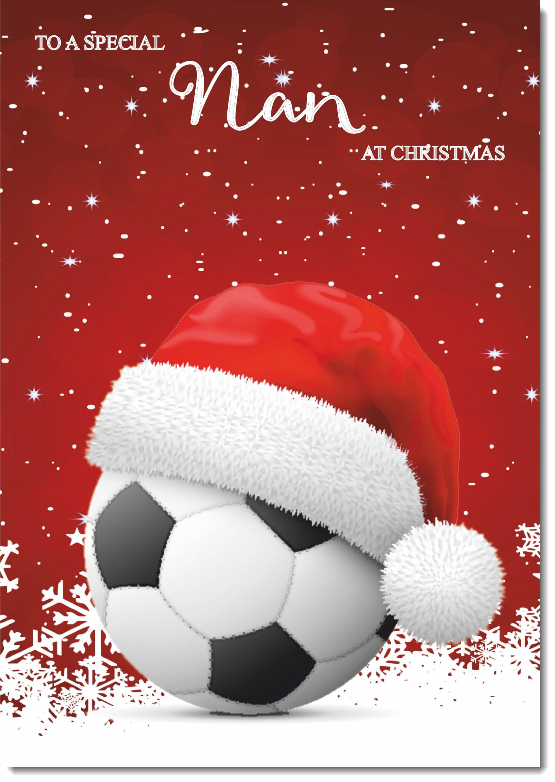 doodlecards Nan Christmas Card Santa Hat Football with Red Sky Large A4 Size Christmas Card for Nan with Plain Envelope — image 1