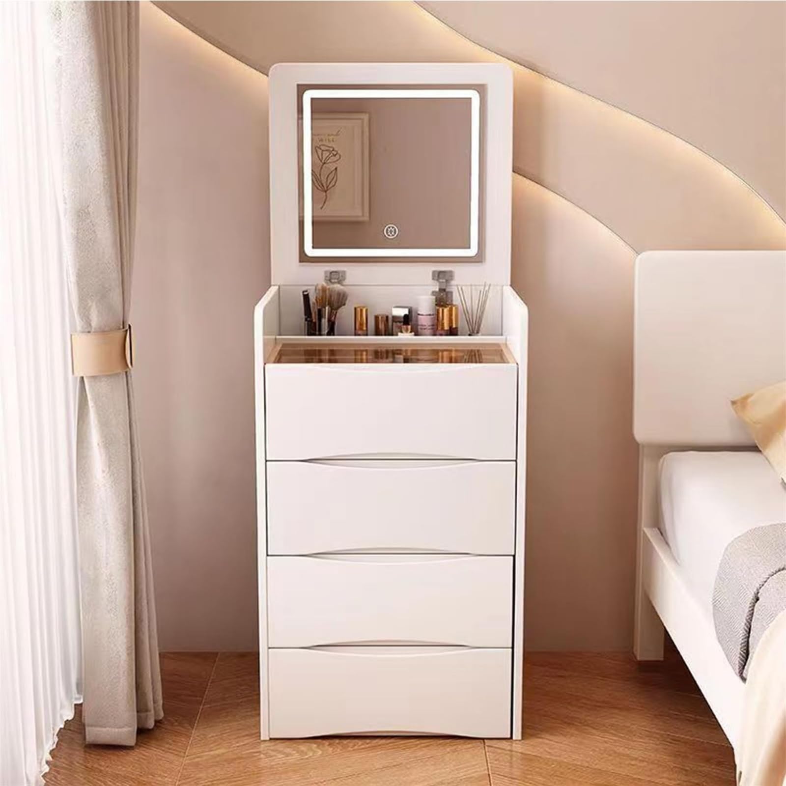 Compact Dressing Table With Drawers LIKIMIO 3-in-1 & Power Outlet ...