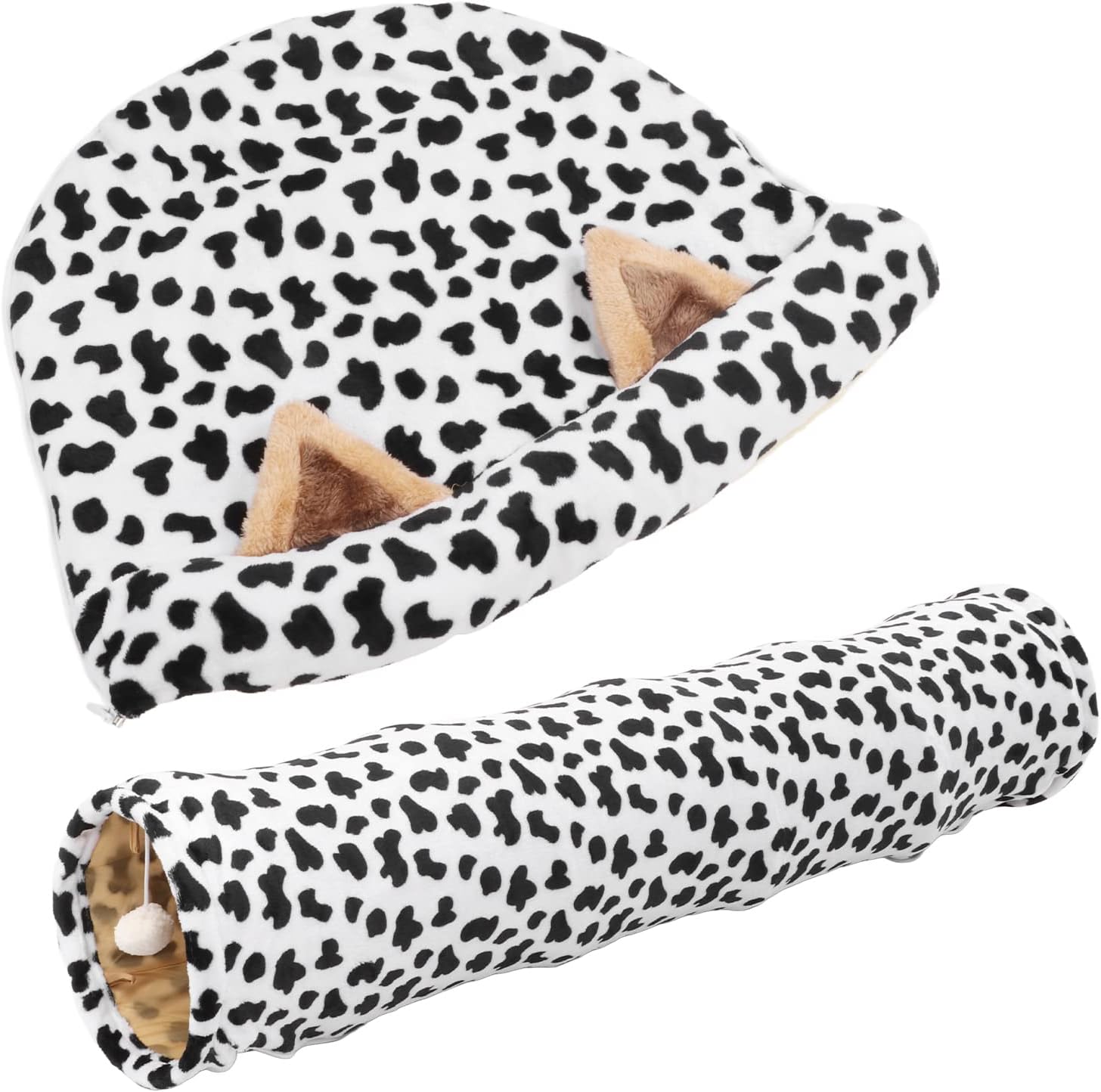 Cat Tunnel Bed, Collapsible Cat Play Tube with Scratching Ball and Mat, Disassemble Washable Cat Tunnel Tubes Toys for Cat Puppy Kitten