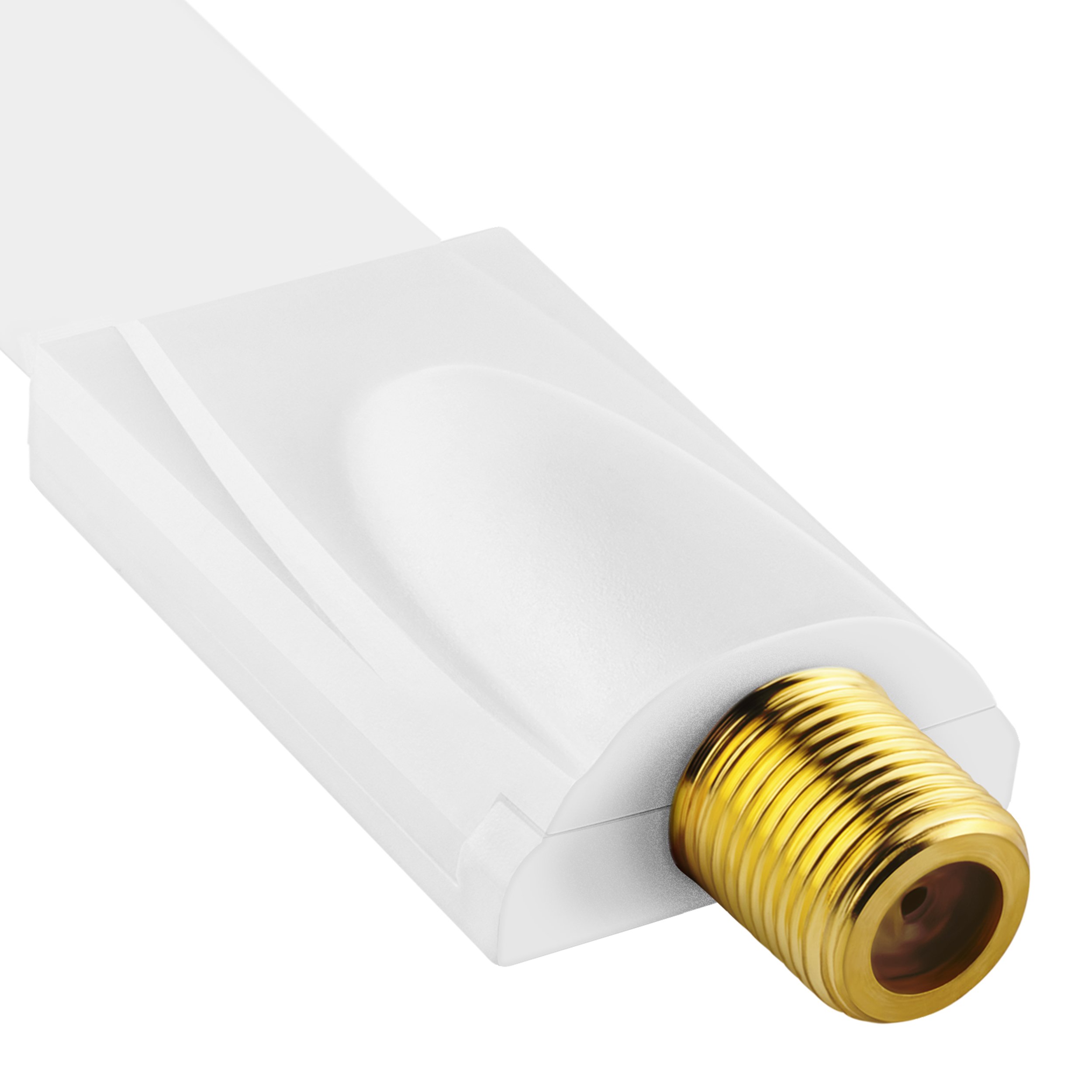 mumbi 30 cm Passe-fenêtre pour cble Satellite (connecteur F vers fiche F) extrêmement Plat, blanc