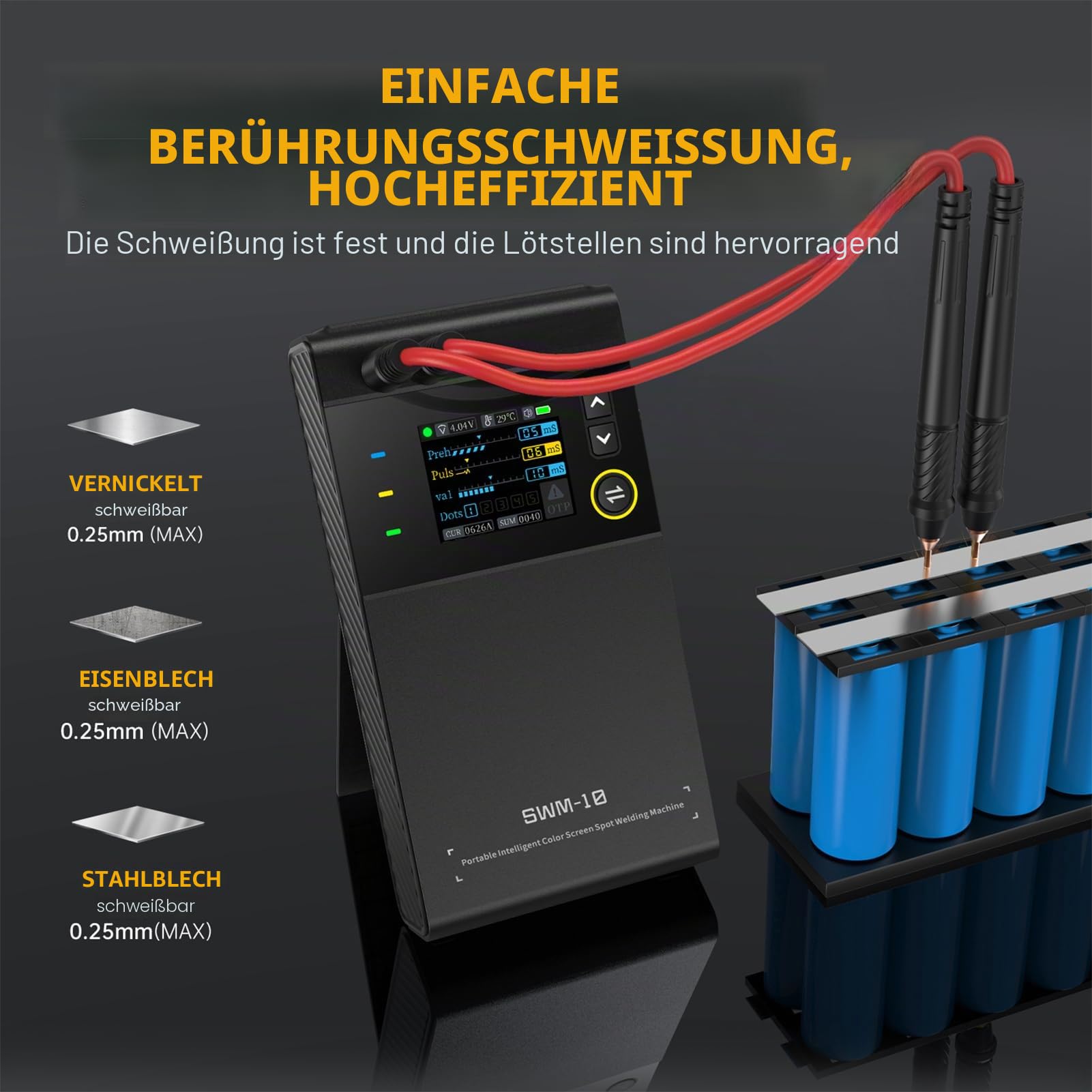 Punktschweißgerät,Punktschweißgerät für Akkus 5000mAh Li Punkt Lötkolben mit Abnehmbarem Multischutz Mini Schweißmaschine für Nickel 0.25 mm,Eisen,Stahl,0.3 mm Aluminiumblech