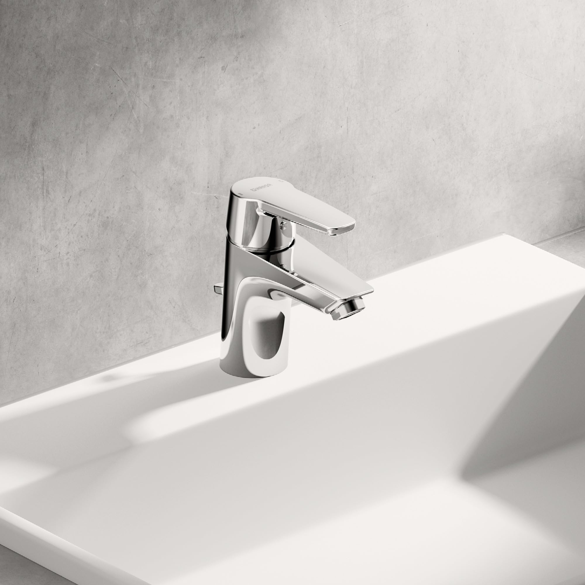 Mezclador de lavabo HANSA HANSAPOLO, con desagüe automático, proyección: 103 mm, 51402293