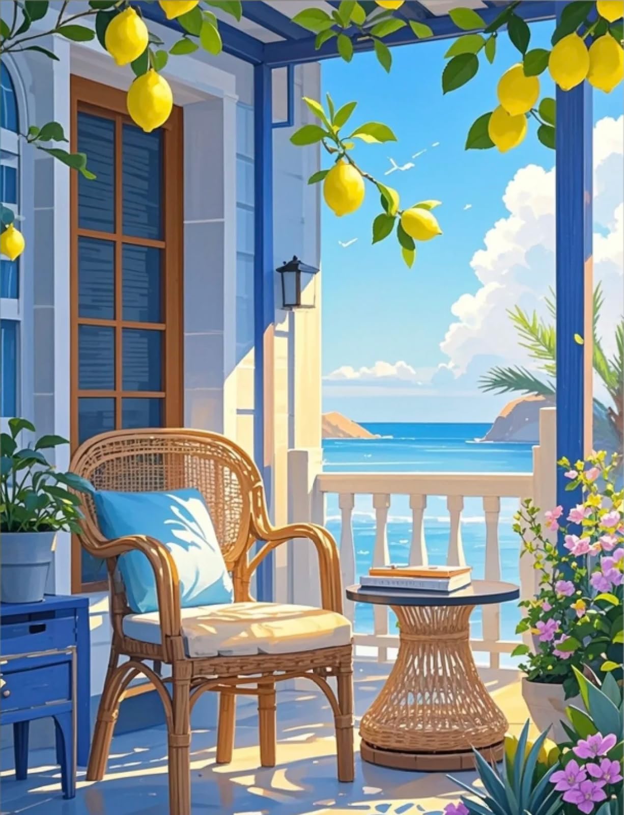 Stithej Stamped Cross Stitch Kit Seaside Lemon 11CT for Adult Beginners